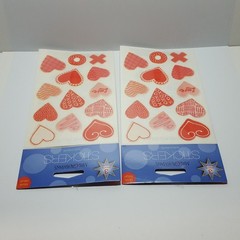 Two Packs USA Made Mrs. Grossman’s X O Hearts VALENTINE COOKIES Stickers