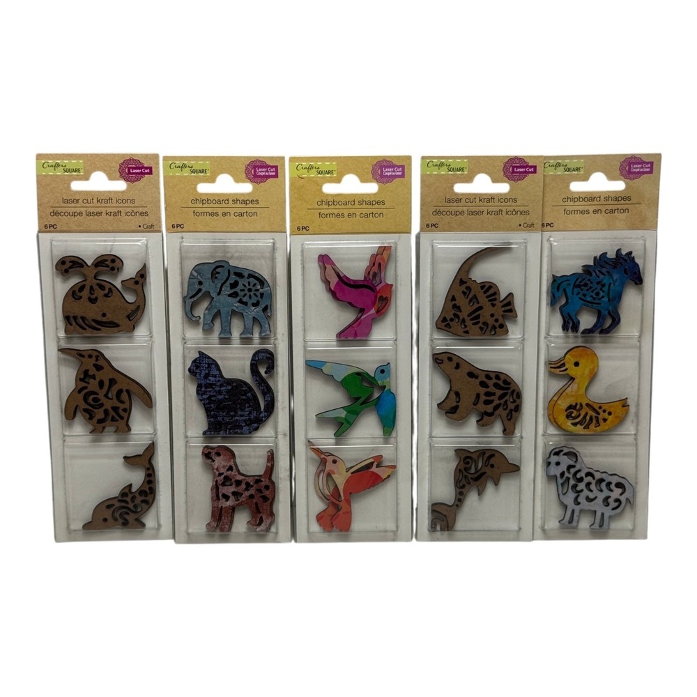 Crafter’s Square Laser Cut Chipboard Shapes Animal Craft Embellishments 5 Pack