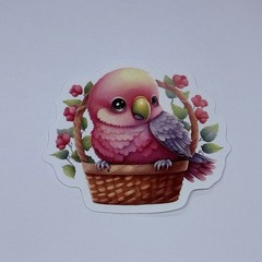 Cute Parrot Bird Animal Sticker Vinyl Decal Journal Wall Floral Basket Art Tc6