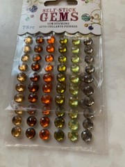 DARICE SELF-STICK GEMS TWO SHEETS GEMSTONE MULTI-COLOR DOTS MIXED ROUNDS 78PCS