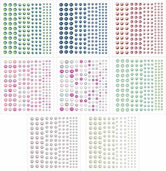 1320 Pieces Self Adhesive Pearl Stickers for DIY Crafts 8 Sheets Colorful Flat B