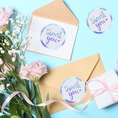 Laser Holographic Thank You Stickers Self-Adhesive Stickers Thank You Label Roll