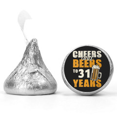Cheers And Beers to 31 Years Mini Kiss Candy Labels | 31st Birthday Sticker