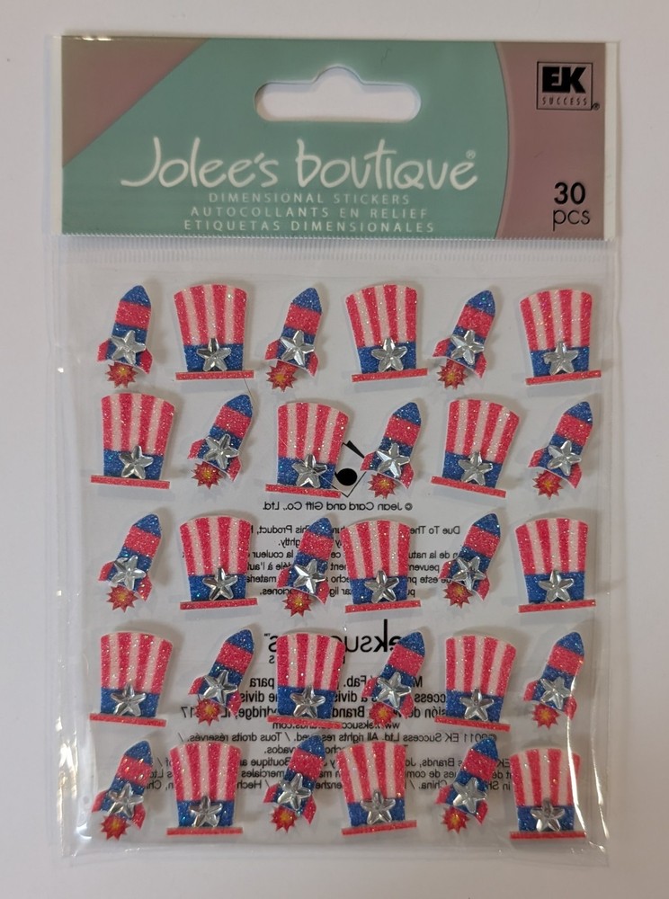 Jolee’s July 4th Patriotic Hats & Fireworks Repeats Scrapbooking Stickers
