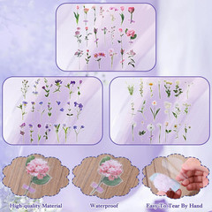 120 Pcs Transparent Flower Stickers for Scrapbooking Journaling Crafting