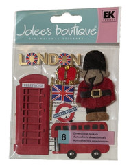 UK Travel Britain Red Booth Jolee’s Boutique Dimensional Scrapbook Stickers