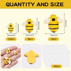 Tiny Resin Bees for Crafts,32Pcs Small Plastic 25mm, 19mm, 14mm, yellow