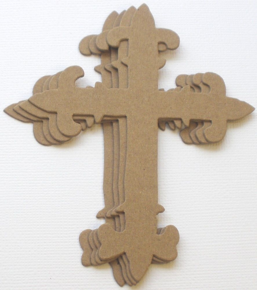 {4} ORNATE CROSS – Bare Crosses Chipboard Die Cuts – 3 1/2″ x 4 3/8″