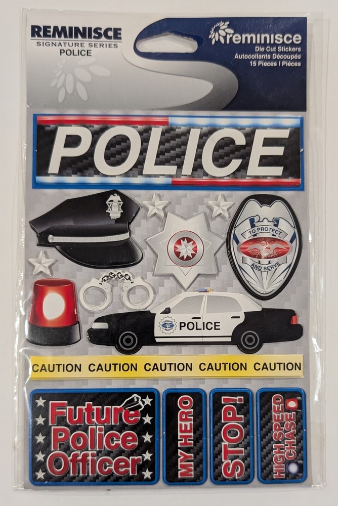 RARE Police My Hero Future Officer Car Badge Scrapbooking Stickers by Reminisce