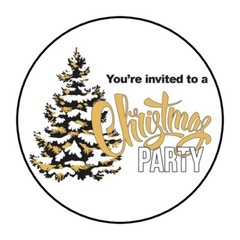 30 You’re Invited to a Christmas Party Envelope Seals Labels Stickers 1.5″ Round