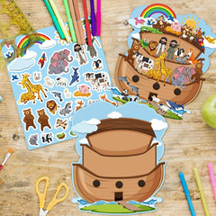 Easter Noah’S Ark Stickers – 12 Sets Self-Adhesive Vinyl Activity Pad