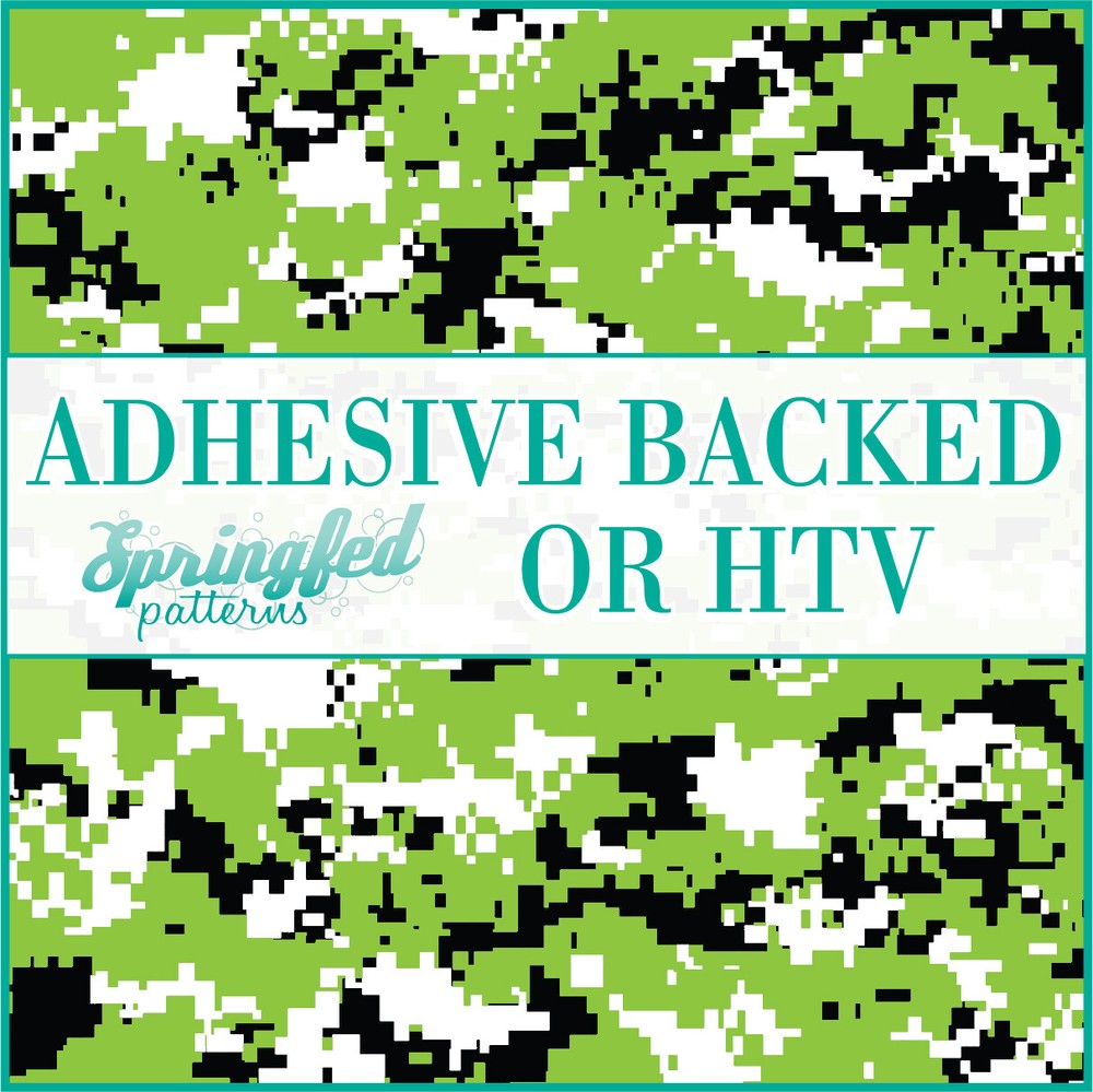 Digital CAMO in Lime Green, Black & White Adhesive Vinyl or HTV Heat Transfer