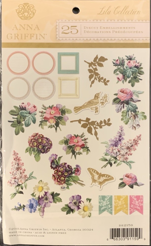 Anna Griffin Lila Collection Diecut Embellishments 25pcs