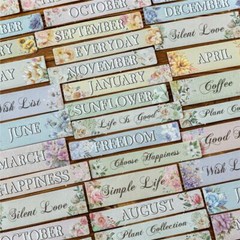 50Pcs Vintage Words Tag Stickers Journal Planner Scrapbooking Decorative Collage