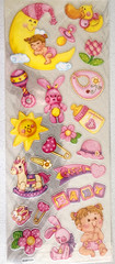 The Paper Studio Baby Girl Clear Stickers Whimsical Rabbit Rubber Ducky Crafts