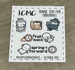 TheCoffeeMonsterzCo “Fall Back” Mini Sticker Sheet TCMC October 2021 Stickers