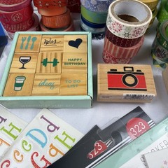 Craft Lot Journal Supplies Washi Hanger Tape Stamps Stickers Stencils Punches