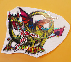 vintage 80’s Decal Specialties BJ prism dragon large sticker *used*