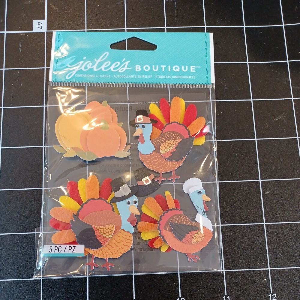 STICKERS FALL THANKSGIVING TURKEY PILGRIM PUMPKIN DINNER FAMILY FEATHERS HATS