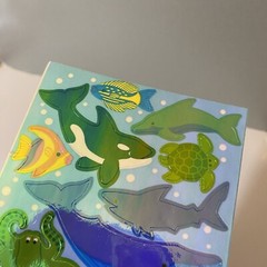 Vintage Sandylion Mother Of Pearl Ocean Stickers Whales Dolphin Fish & More