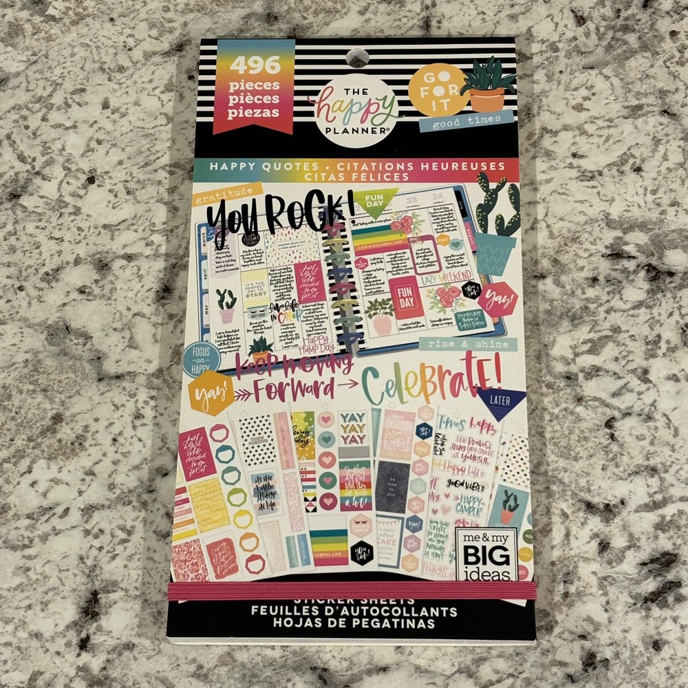 NEW Happy Planner Sticker Book – Happy Quotes 496 Pieces 🌈☀️🪩✨🪴🌼