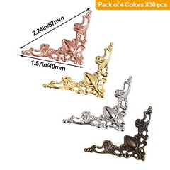 120PCS Vintage Metal Book Corner Protectors for Scrapbooking & Decorative Covers