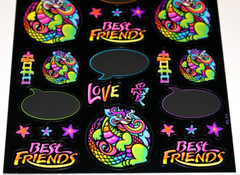 VINTAGE RARE LISA FRANK BLACK DREAM WRITERS STICKER SHEET ASIAN DRAGONS FLOWERS+