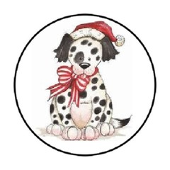 48 CHRISTMAS DOG ENVELOPE SEALS LABELS STICKERS 1.2″ ROUND