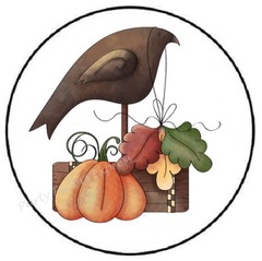 COUNTRY CROW AUTUMN FALL PUMPKIN ENVELOPE SEALS LABELS STICKERS PARTY FAVORS