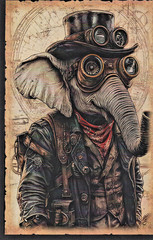 Animals Dressed in Steampunk Gear – Animal Prints, 20pcs 8.5″x 5.5″