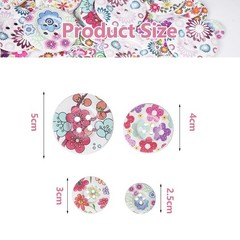 Chenkou Craft 40pcs 1″ (25mm) Round Flower Wood Buttons 4 Holes Craft Sewing …