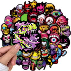 Skulls And Spooky Faces Horror Scary Ghoul Sticker Pack 50 Pieces Waterproof New