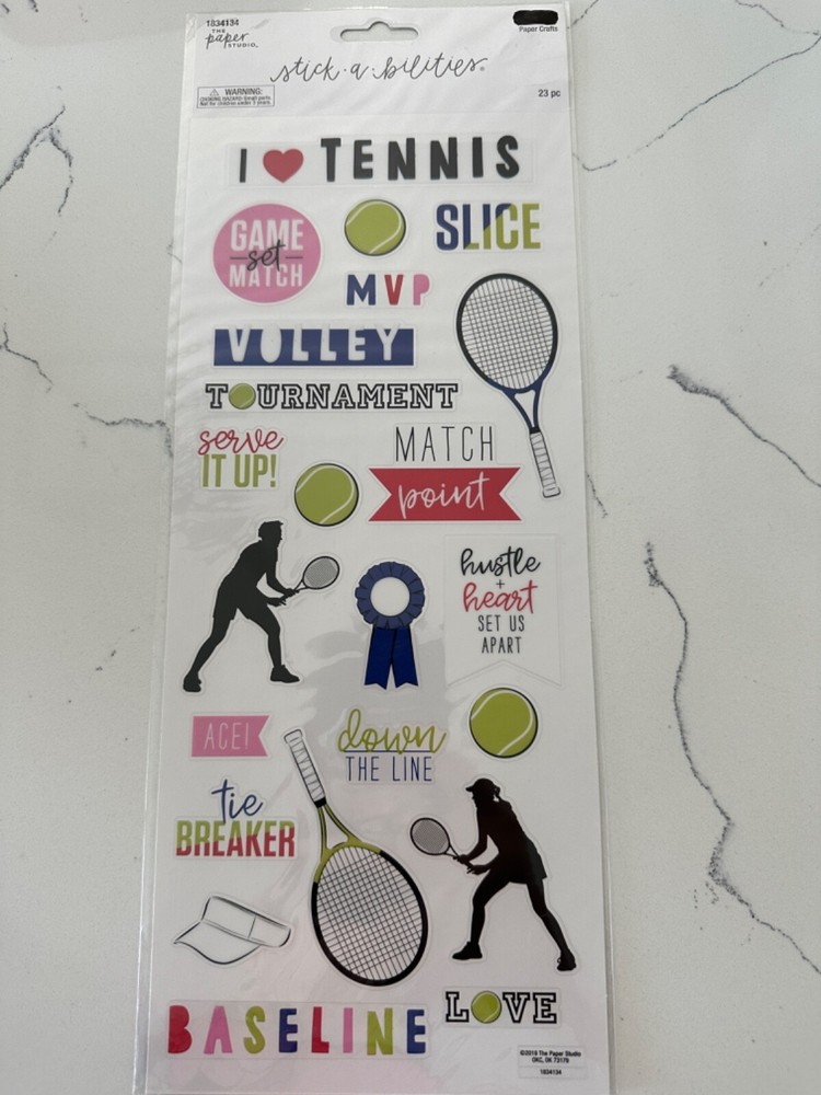 The Paper Studio Paper Craft Stick A Bilities I Love Tennis Game Set Match 23 PC