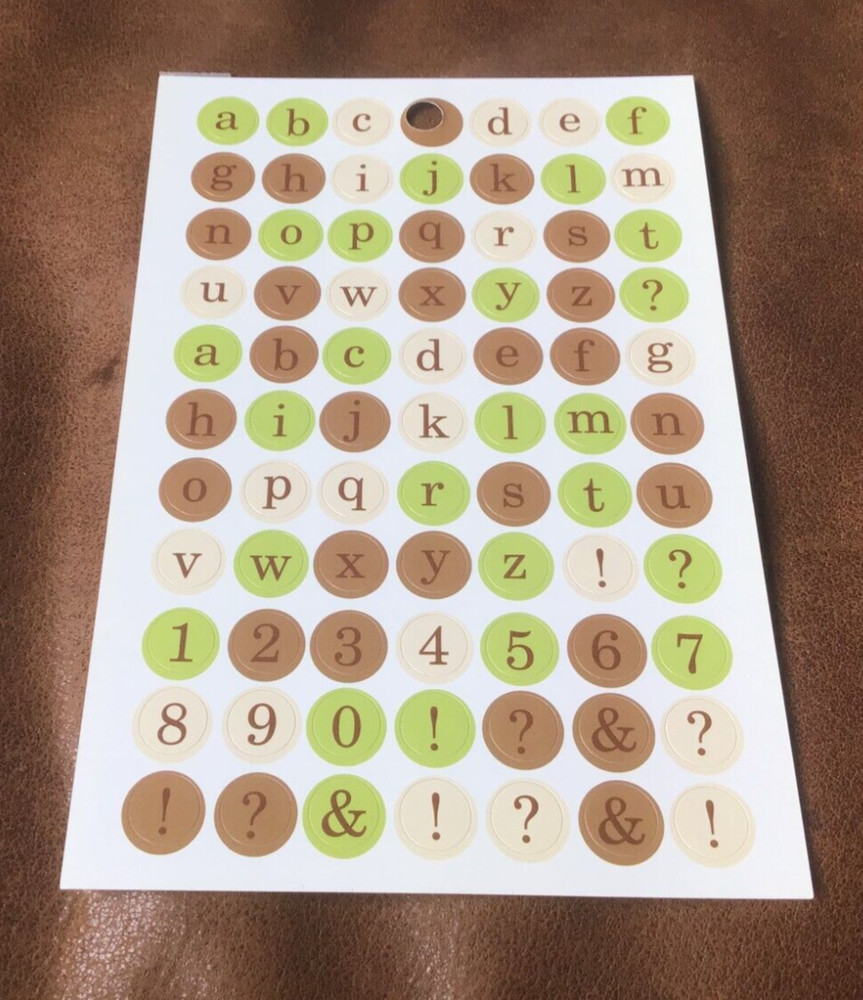 DEJA VIEWS STICKER SHEET CIRCLE ABCs GREEN TAN BROWN FALL AUTUMN *