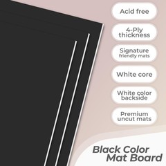 Black Uncut Mat Boards Backing For Prints Photos Pictures 11×17 Inch 25 PCS