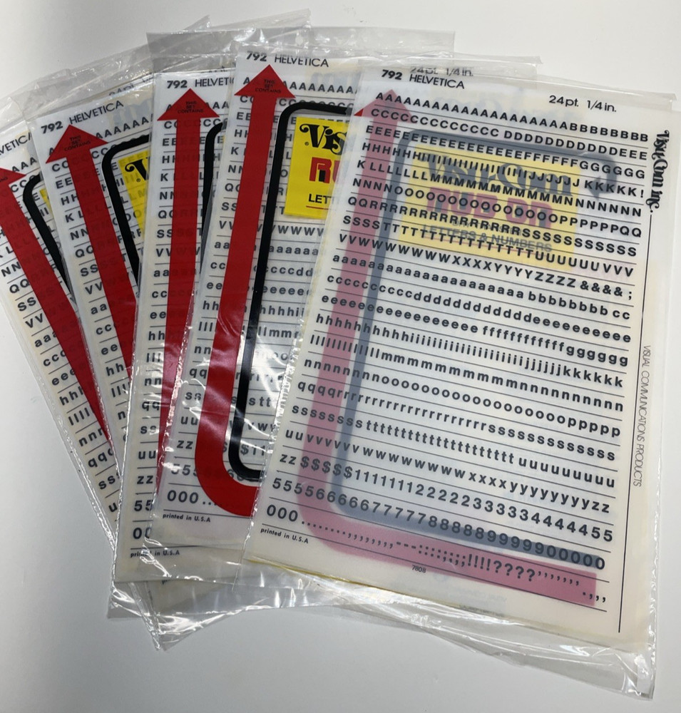 5 sheets Transfer Lettering Helvetica Medium 1/4″ (24 PT.) #792