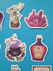 STICKERS x 10 Halloween Love Potion Witch Book Purple Crystal Vinyl Sticker HAL6