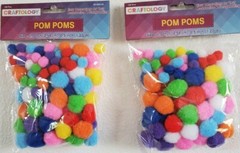 Craftolgy Pom Poms Variety Multicolor (lot of 2) each pk 100pcs different sz NWT