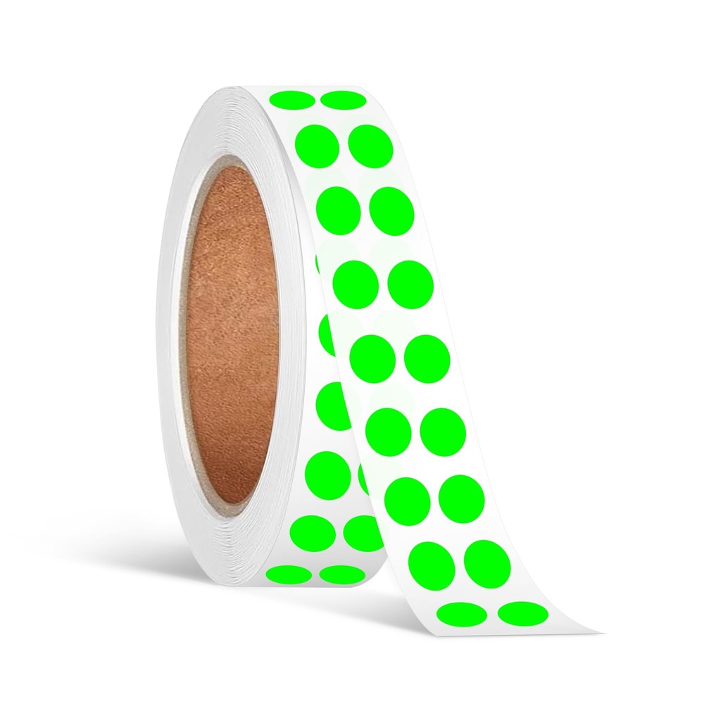 1000 Pcs 1/4 Inch Fluorescent Green Dot Stickers Garage Sale Price Stickers
