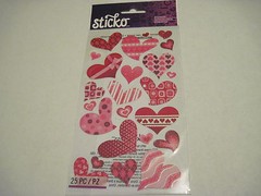 Crafts Stickers Sticko Hearts Funky Bows Red Pink White Patterns Stripes Dots