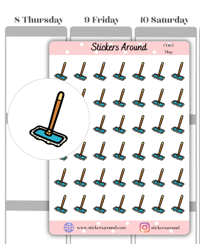 Mop Icon Planner Sticker, Cleaning Chores, Calendar & Bullet Journal Sticker