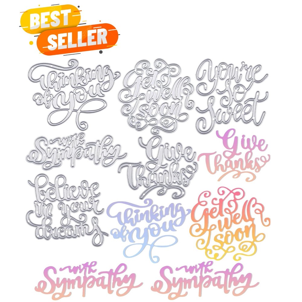 Elegant 6-Piece Metal Die Cuts for Card Making – Inspirational Words Collection