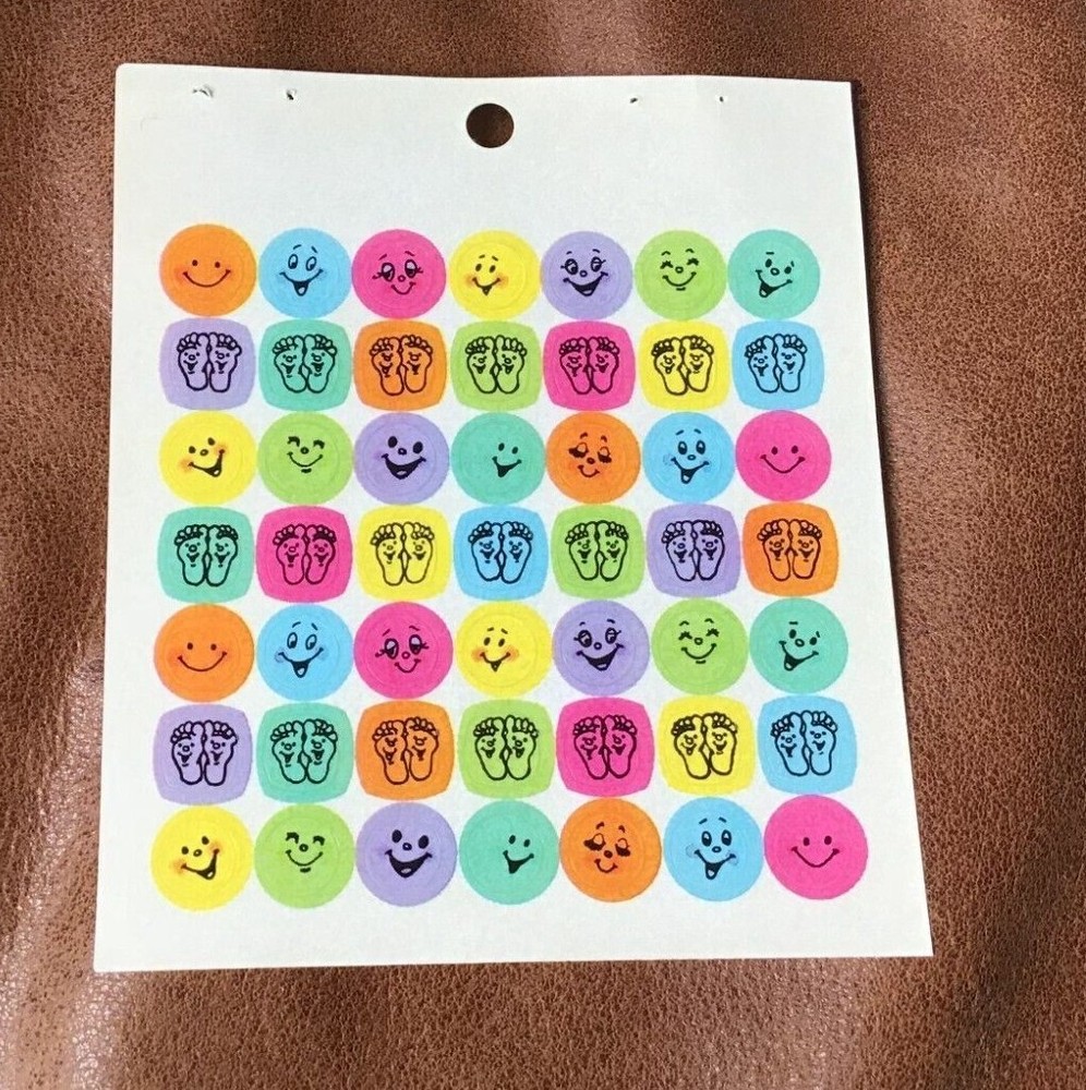 STANDARD PUBLISHING MINI MICROS HAPPY FACES & FEET STICKER SHEET VINTAGE 1996 *
