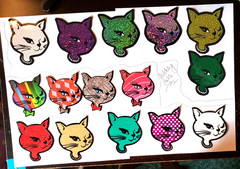 WINKING CATS 15 VENDING STICKERS *CHOOSE ONE* GLITTER VINYL ICONIC RETRO