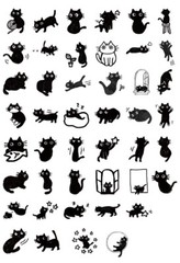 45pcs Kawaii Cute Black Cats Stickers Pack, Cute Stickers