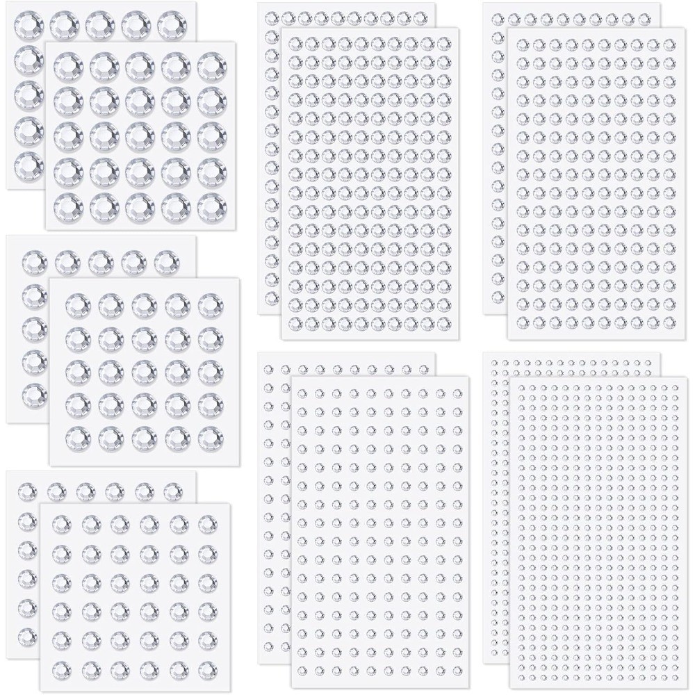 2032 Pieces Self Adhesive Face Gems Stick on, Hair Gems Rhinestones Stickers
