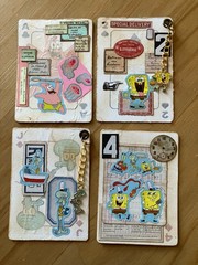 Spongebob Handcrafted Altered Playing Cards Junk Journal Scrapbooking