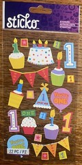 Sticko Baby First 1st Birthday Party One Year Old Cake Cupcake Scrapbook Sticker