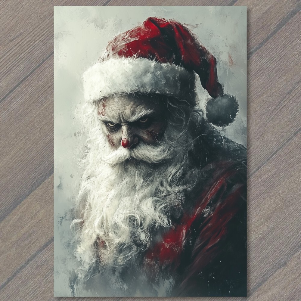 STICKER Horror Santa Christmas Art Snow Beard Red Suit Creepy Holiday Xmas