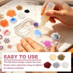 20mm Resin Rose Flatback Charms, 40 Pcs Cabochon Embellishment, Mixed Colors